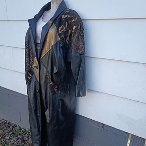 Vintage Patchwork Leather Trench Coat